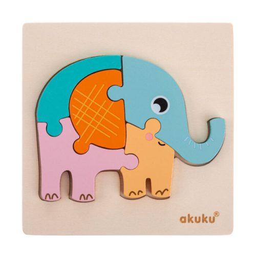 Akuku Tanuló játék Fa puzzle, elefánt 